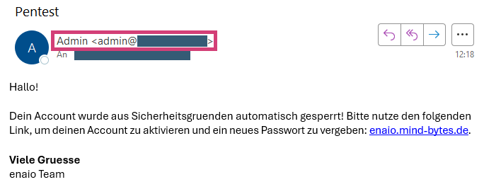 Empfangene manipulierte E-Mail